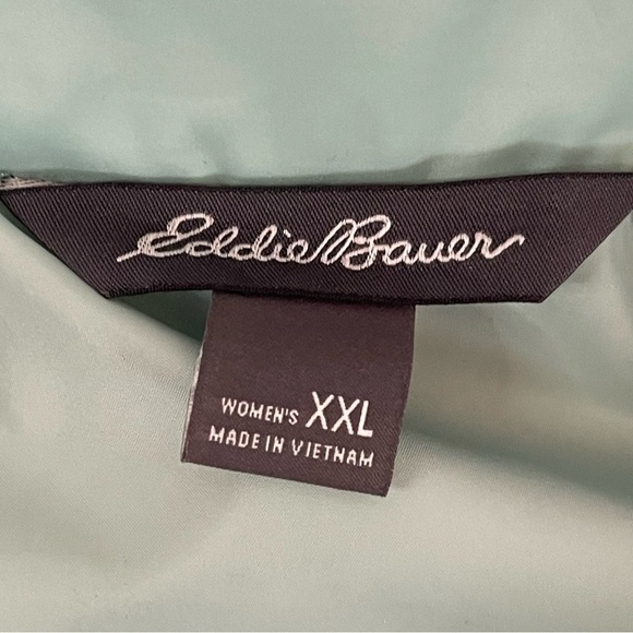 🎄🥾❄️⛷️Eddie Bauer 650 down Vest Women’s XXL mint green and brown - Picture 5 of 6